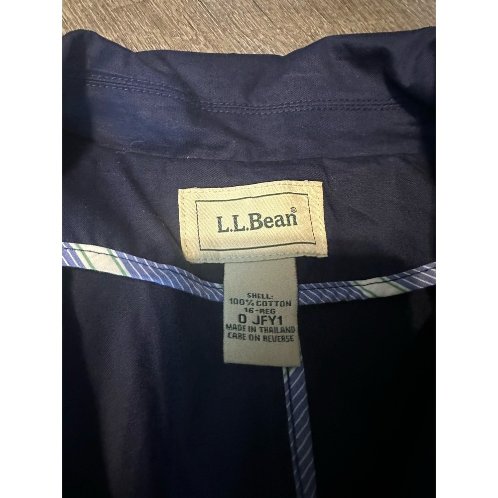 LL Bean Unstructured Cotton Blazer Jacket Womens‎ 16 Regular Button Up - Picture 2 of 9